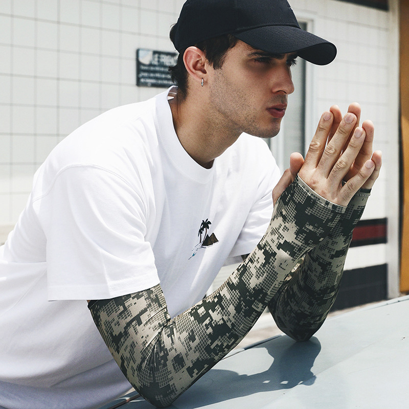 Uv 태양 팔 슬리브 남자 여름 위장 얼음 실크 긴 소 - Cycling Gloves 리뷰 및 가격
